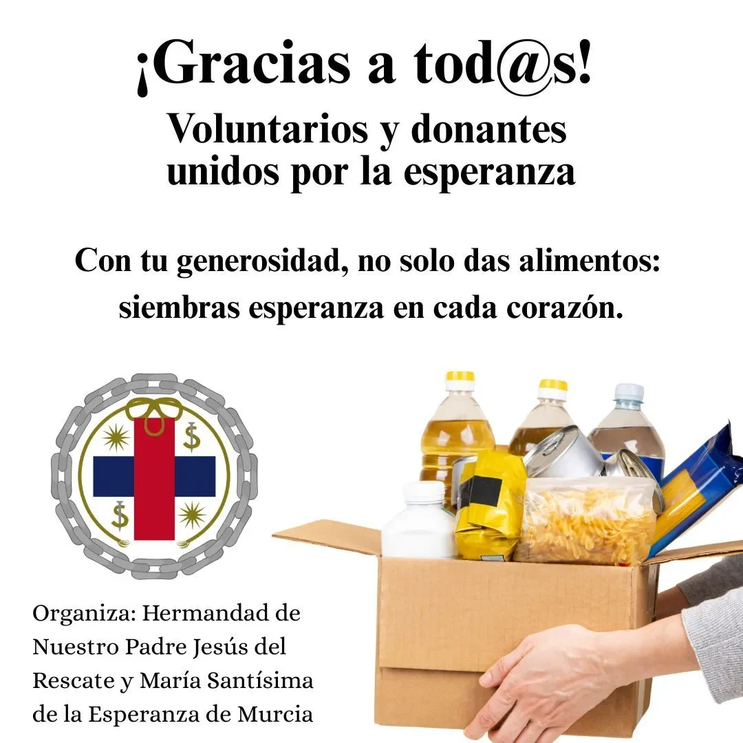 Cartel de agradecimiento a voluntariado y donantes de una recogida de alimentos